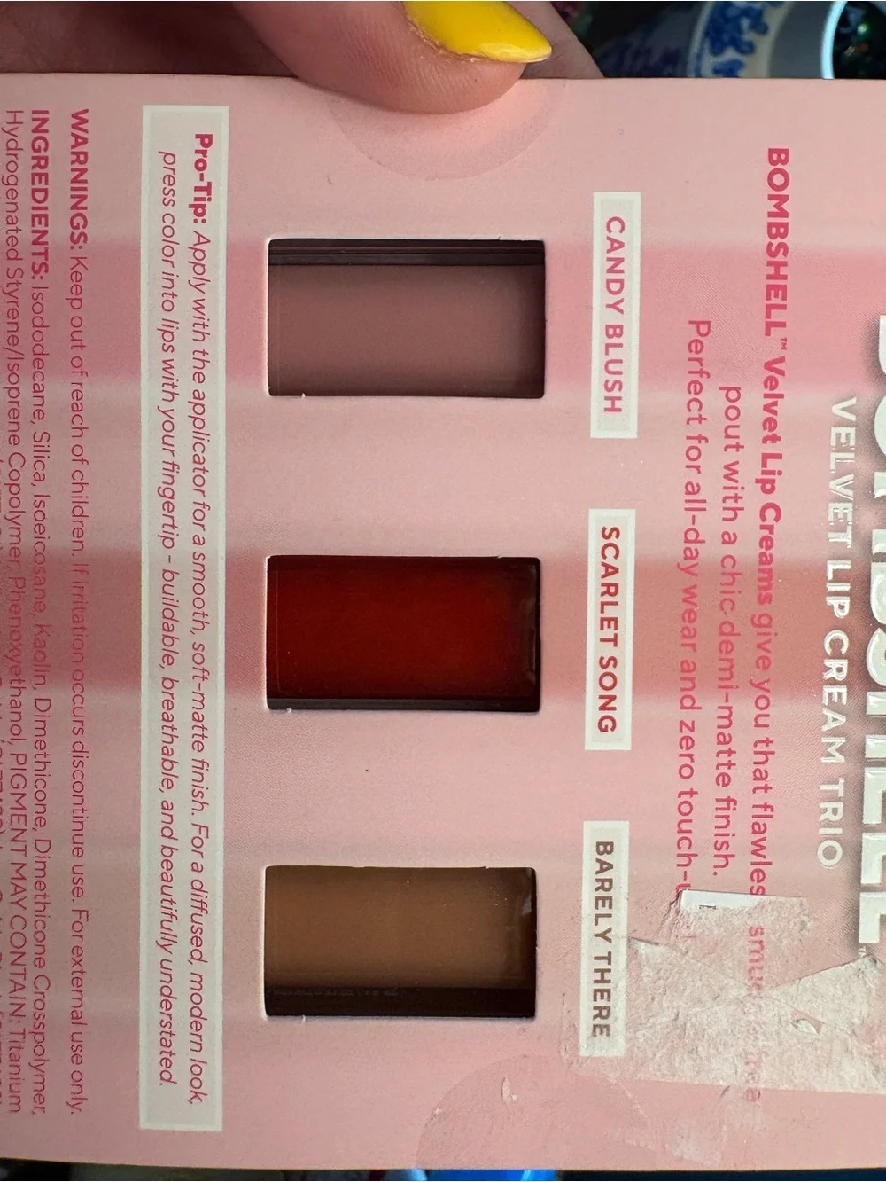 Velvet Lip Cream Trio - Pink Shades (Candy Blush, Scarlet Song, Barely There)